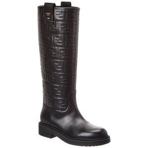 Fendi Filo Ff Leather Knee-High Boot, Black